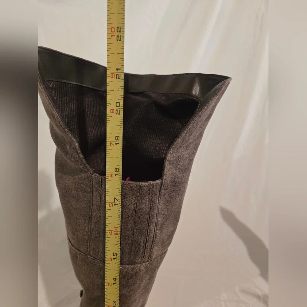 Qupid Over-the-Knee Suede Boots in Dark Brown